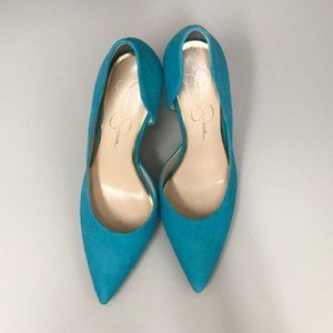 Jessica Simpson D’Orsay Pointy Toe Pump-Aqua Blue